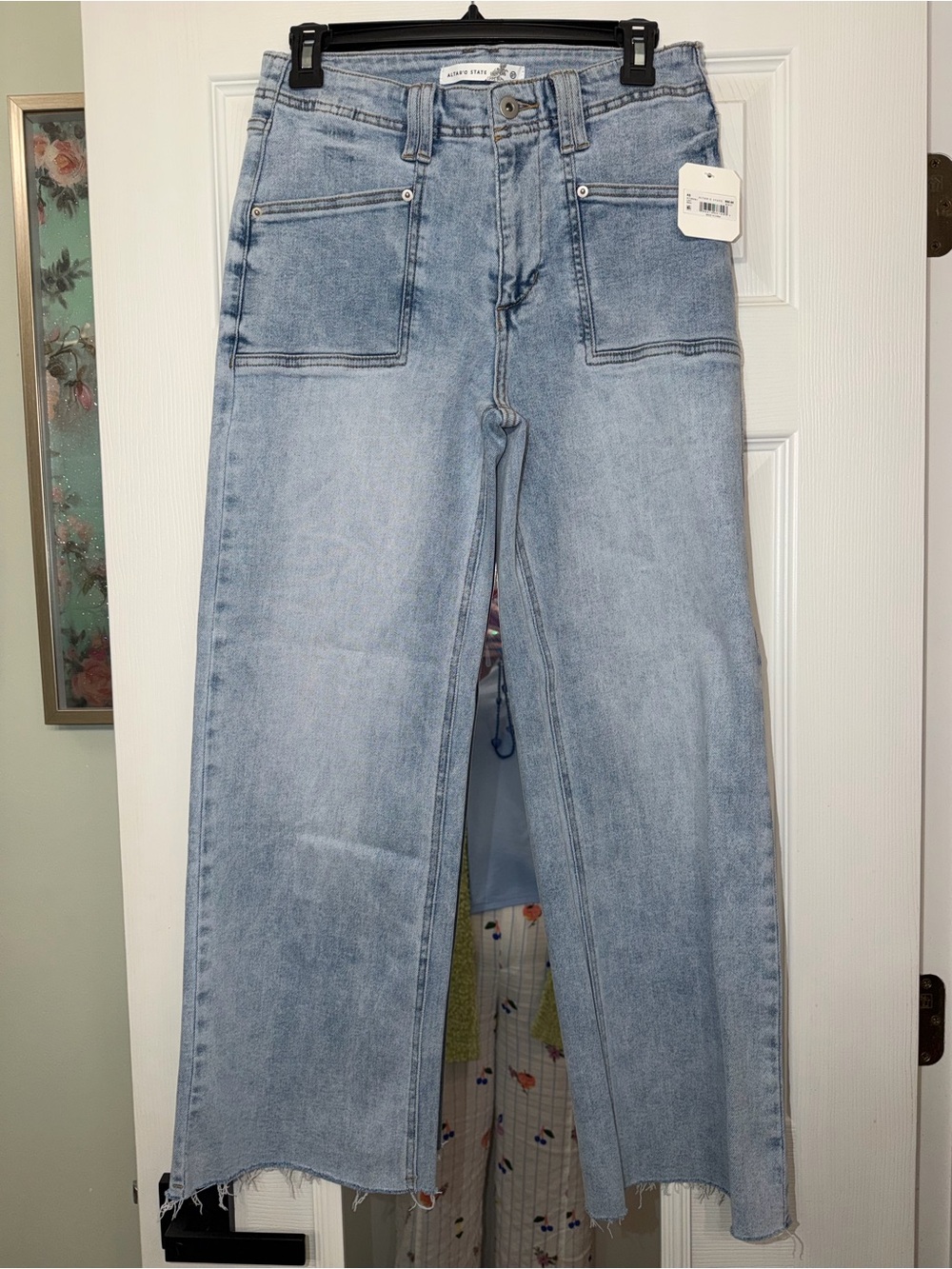 Altar'd State Cropped Light Blue Wide Leg Denim Jeans NWT